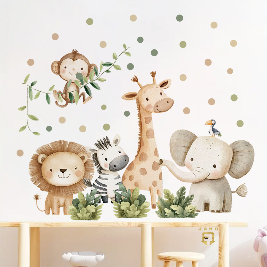 Boho Forest Animals Wall Stick - đánh giá và giá Baby Nursery Wallpaper