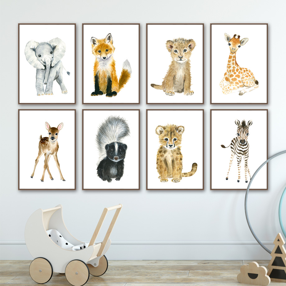 Elephant Fox Zebra Giraffe Leo - đánh giá và giá Baby Nursery Animal Pictures