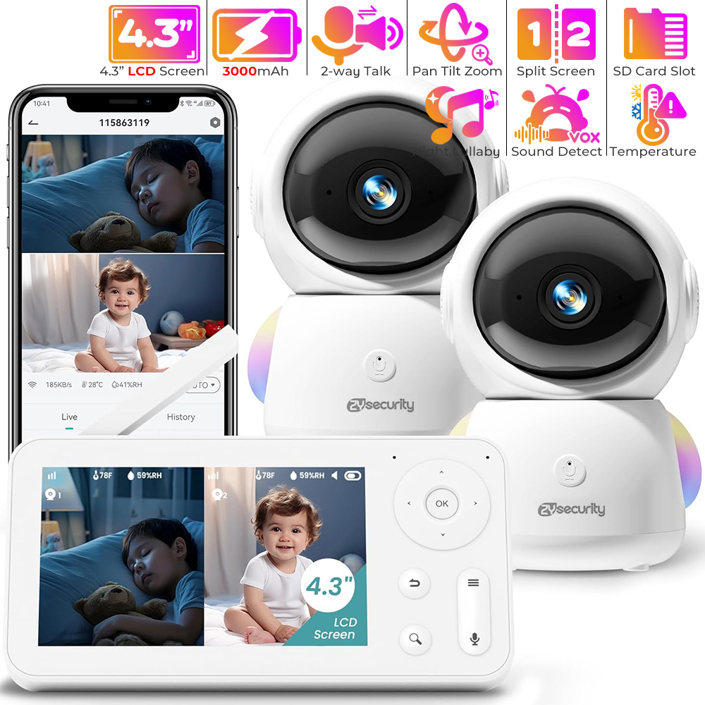 2K Baby Monitor with 2 Cameras - đánh giá và giá Baby Nursery Temperature