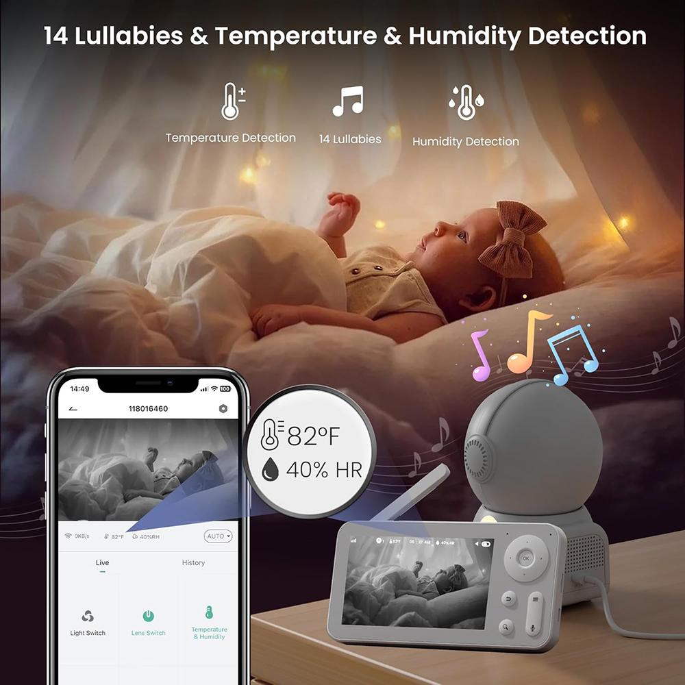 2K Baby Monitor with 2 Cameras - đánh giá và giá Baby Nursery Temperature
