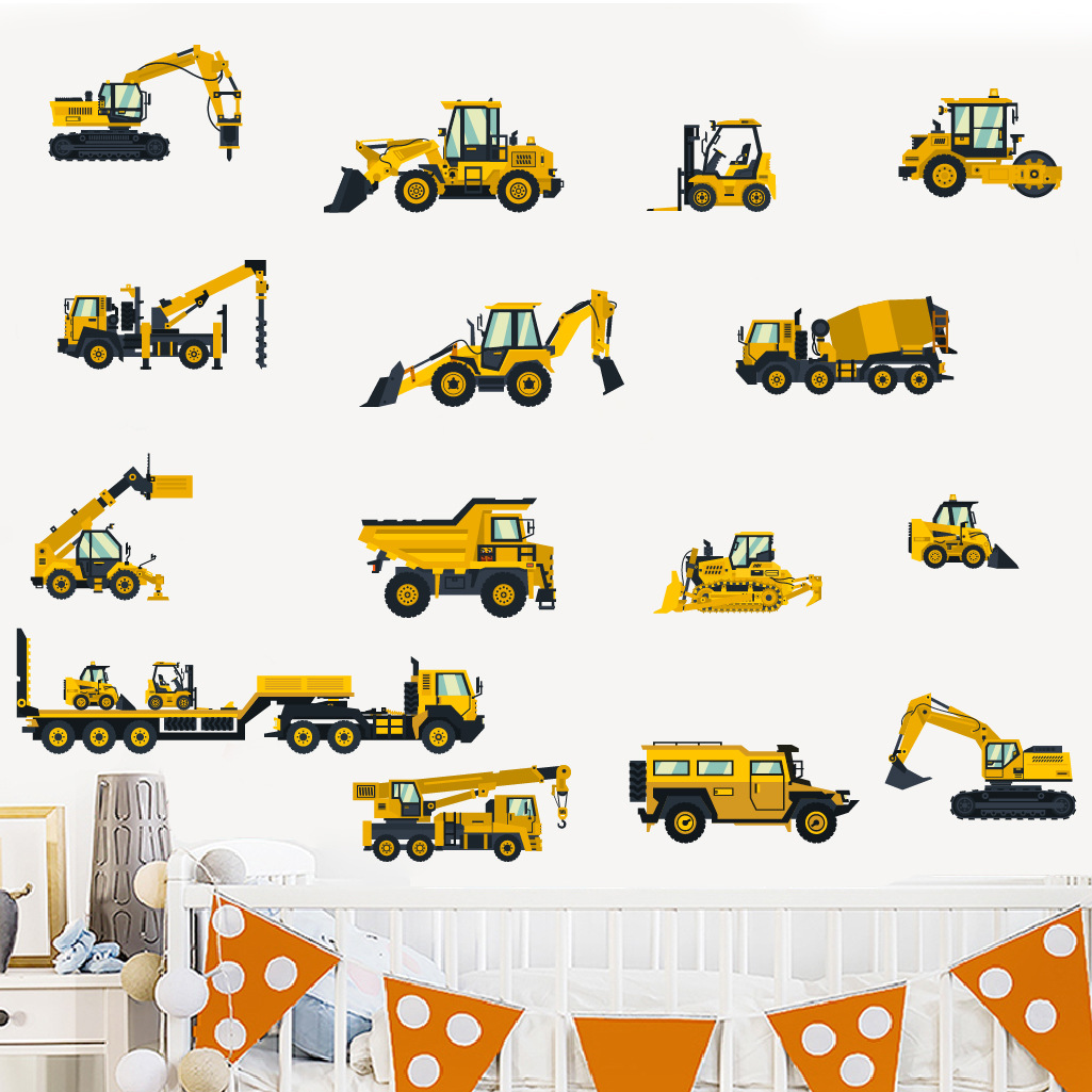 Cartoon Excavator Engineering  - đánh giá và giá Baby Nursery Wallpaper
