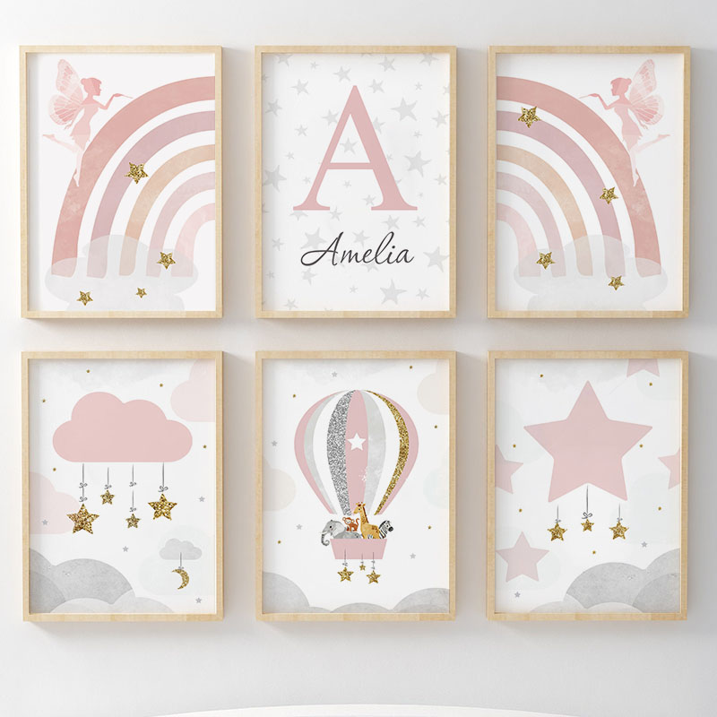 Pink Angel Girl Rainbow Wall A - đánh giá và giá Baby Nursery Animal Pictures