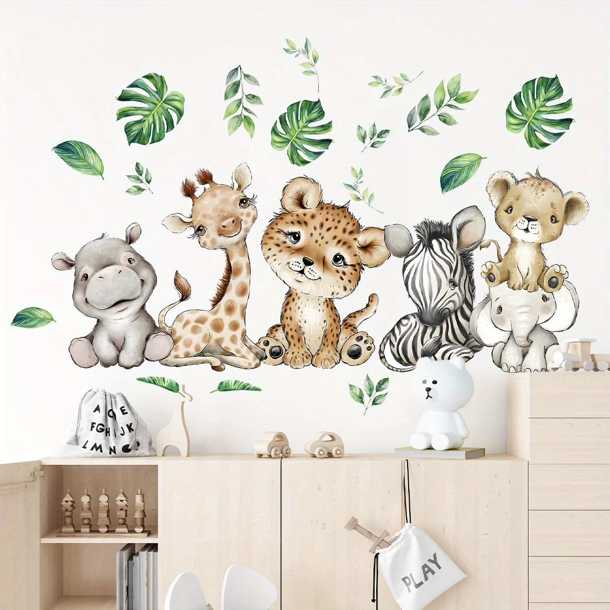 1PC Cartoon Cute Hippo Tiger E - đánh giá và giá Baby Nursery Wallpaper