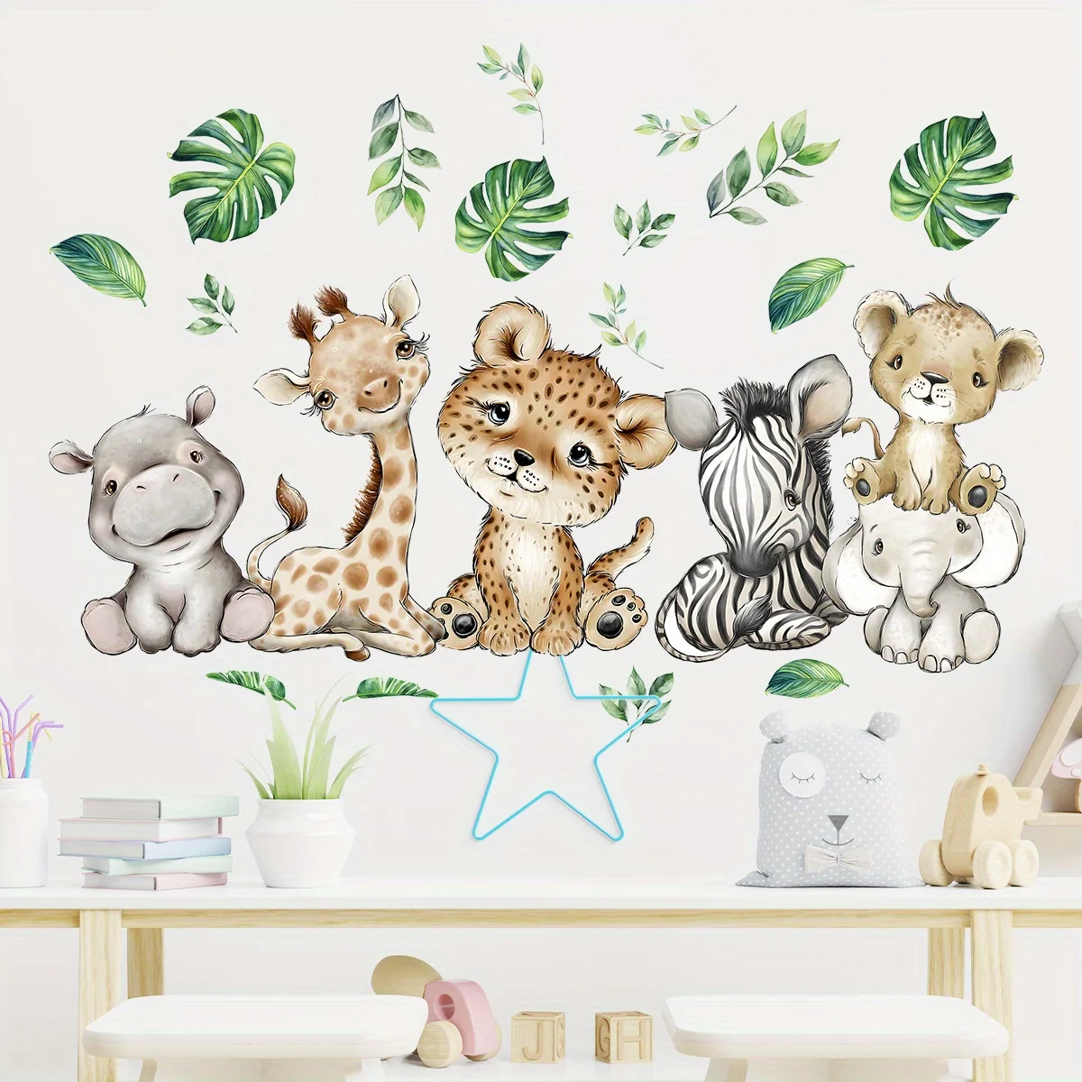 1PC Cartoon Cute Hippo Tiger E - đánh giá và giá Baby Nursery Wallpaper