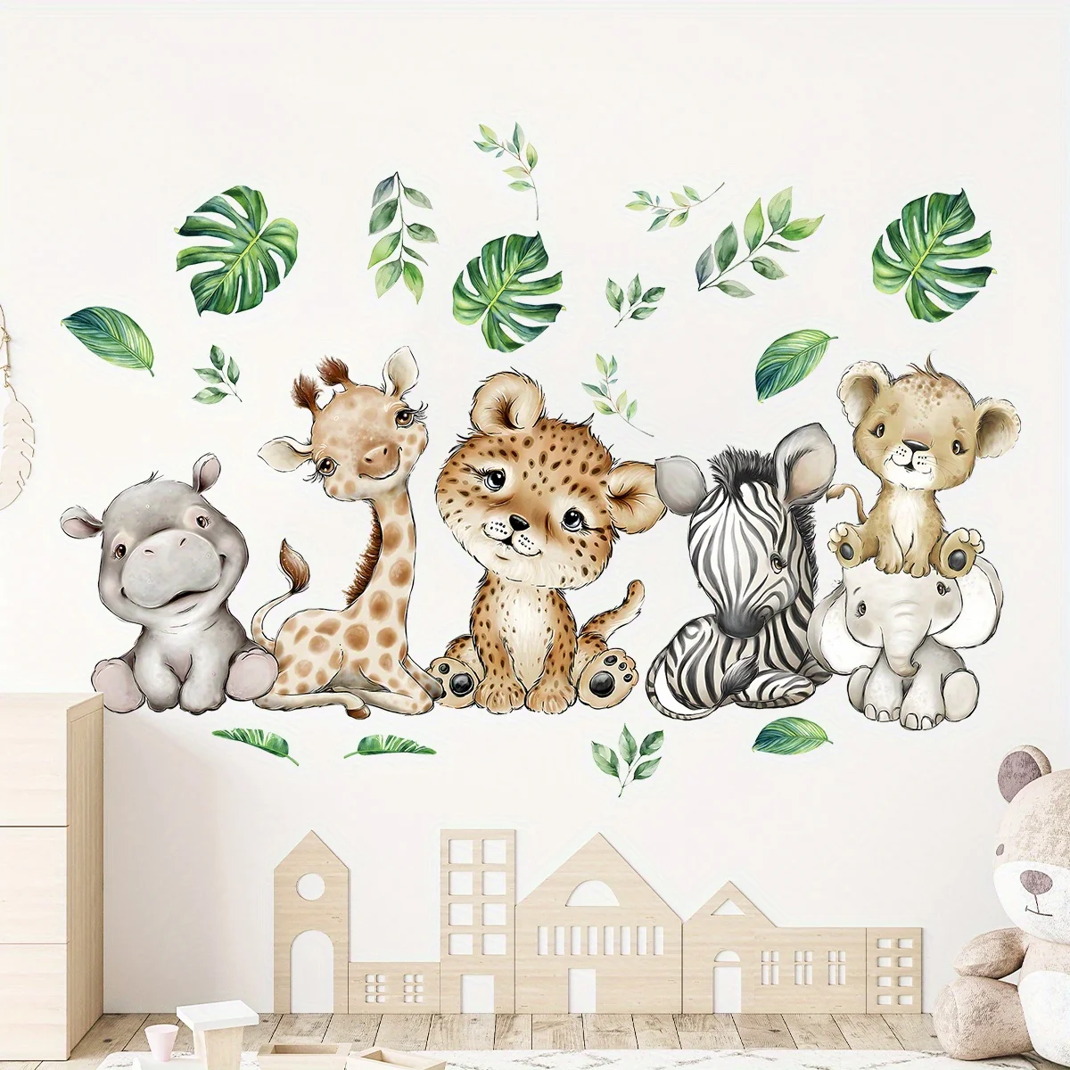 1PC Cartoon Cute Hippo Tiger E - đánh giá và giá Baby Nursery Wallpaper
