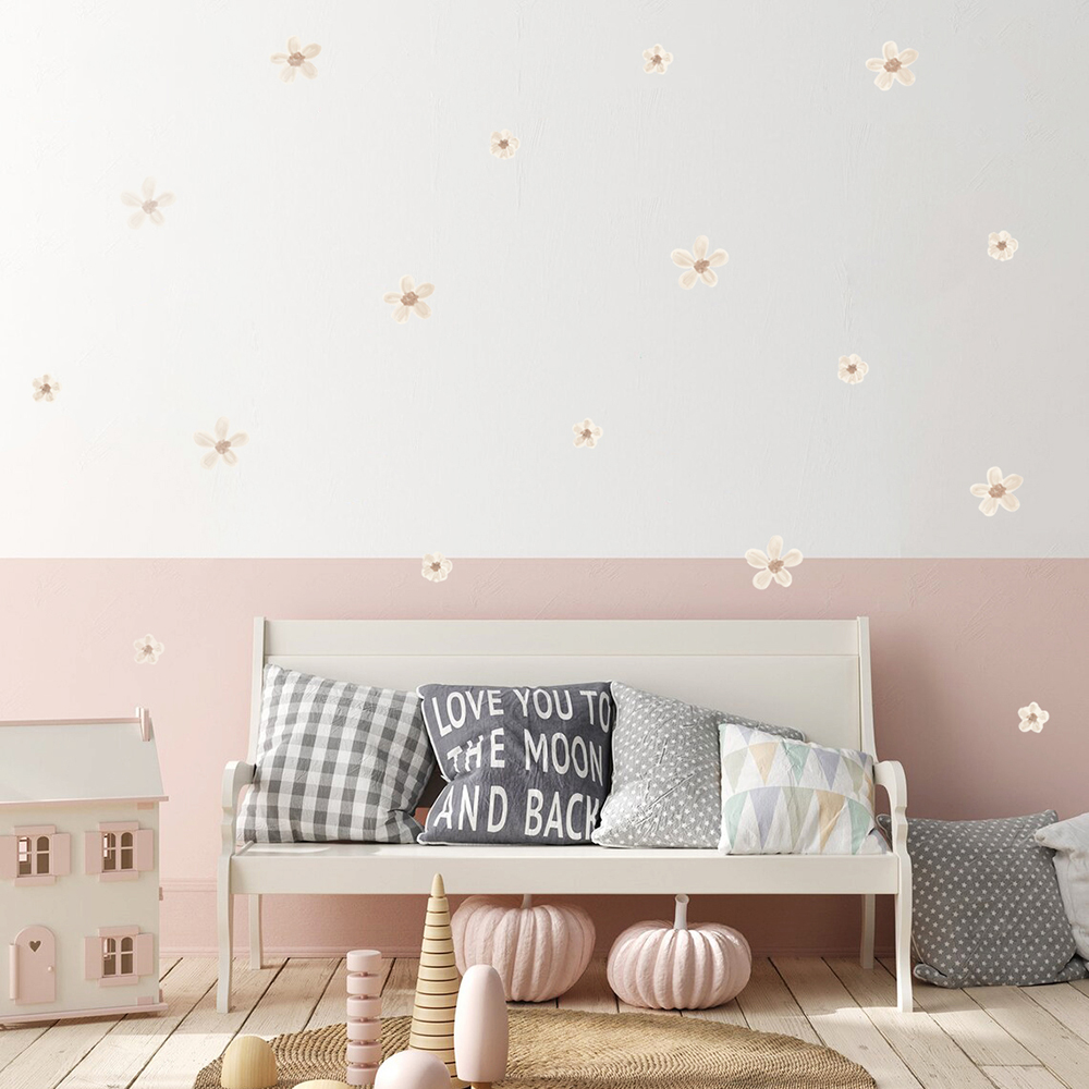 Boho Solid Colored Flowers Nur - đánh giá và giá Baby Nursery Wallpaper