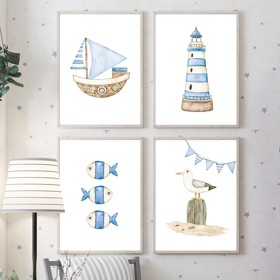 Sailboat Lighthouse Fish Nauti - đánh giá và giá Baby Nursery Home