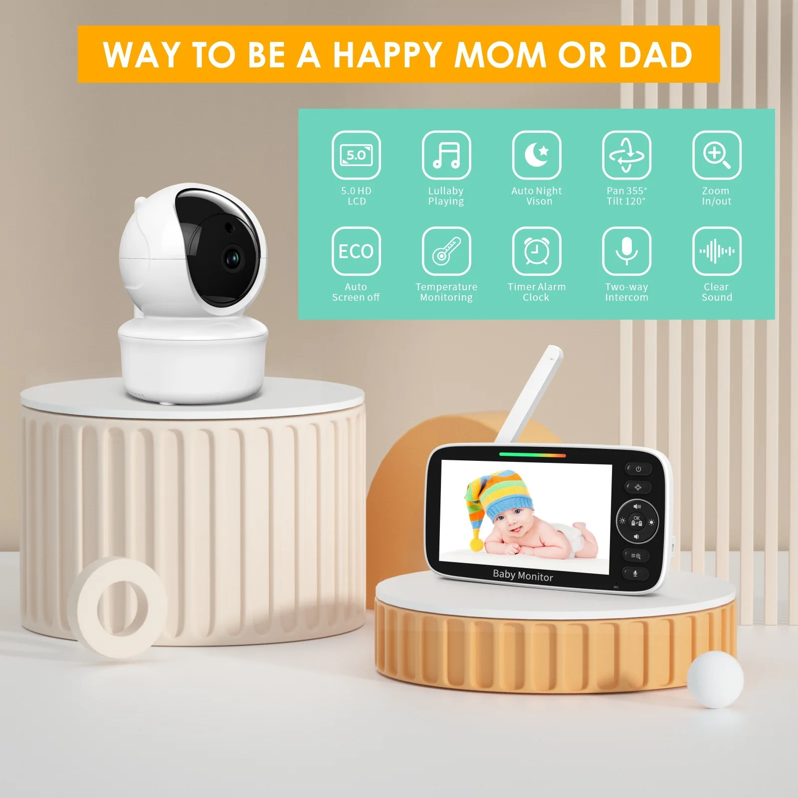 Baby Monitor with 5-inch LCD S - đánh giá và giá Baby Nursery Temperature