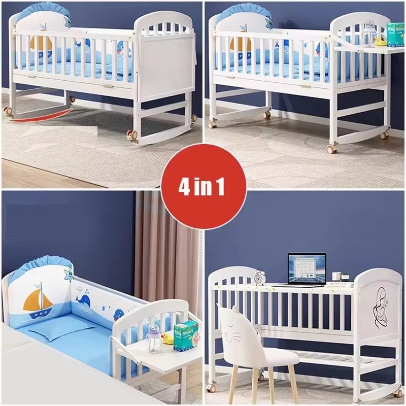 Wood Baby Crib With Mosquito N - đánh giá và giá Baby Nursery Sale