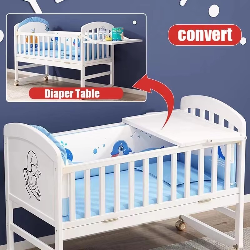 Wood Baby Crib With Mosquito N - đánh giá và giá Baby Nursery Sale