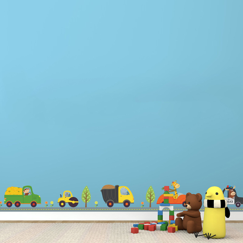 Cartoon Animals Car Wall Stick - đánh giá và giá Baby Nursery Wallpaper
