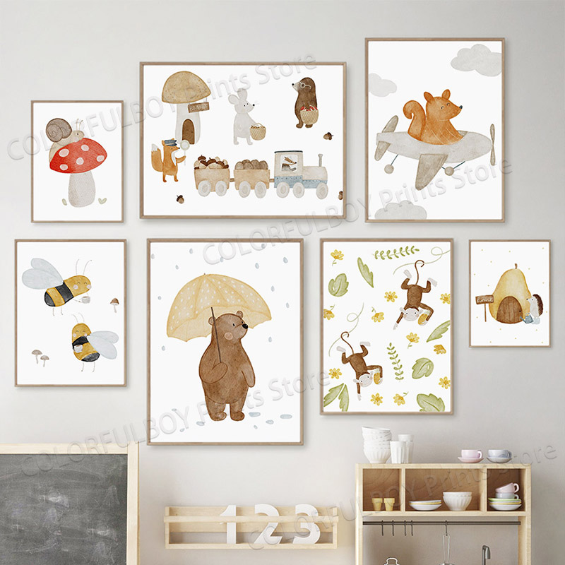 Boho Animals Bear Rabbit Hedge - đánh giá và giá Baby Nursery Animal Pictures