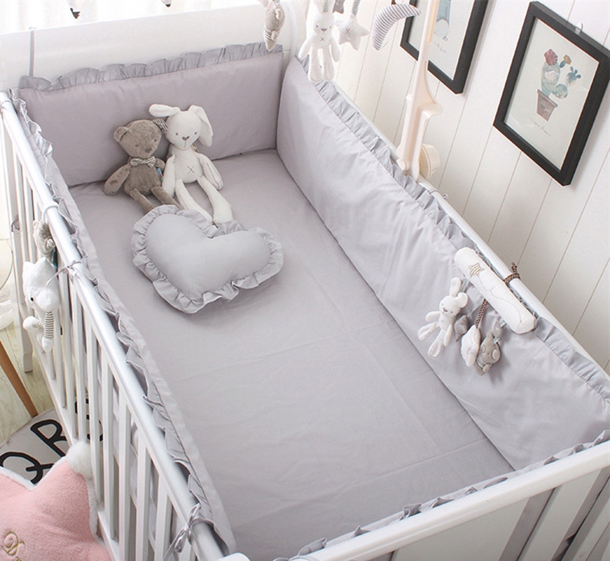 5Pcs Solid Cotton Baby Bed Set - đánh giá và giá Baby Nursery Sale