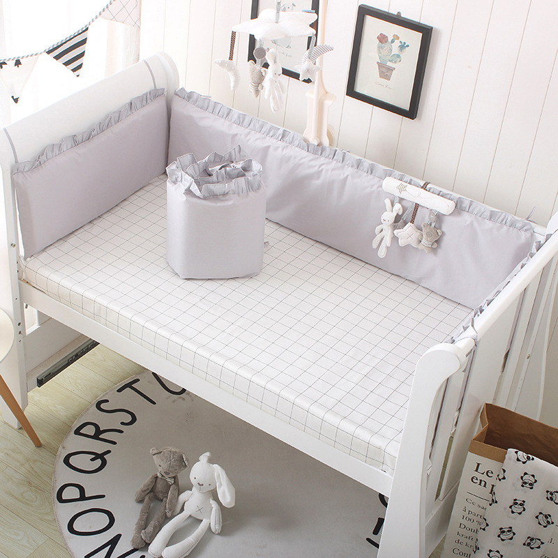 5Pcs Solid Cotton Baby Bed Set - đánh giá và giá Baby Nursery Sale