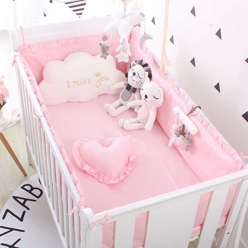 5Pcs Solid Cotton Baby Bed Set - đánh giá và giá Baby Nursery Sale