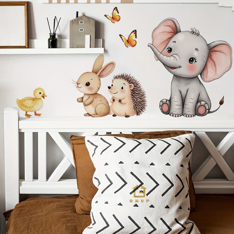 Cartoon Animal Wall Sticker -  - đánh giá và giá Baby Nursery Wallpaper