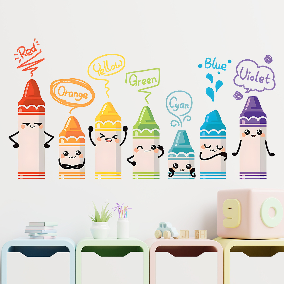 Cartoon Cute Colorful Crayon P - đánh giá và giá Baby Nursery Wallpaper
