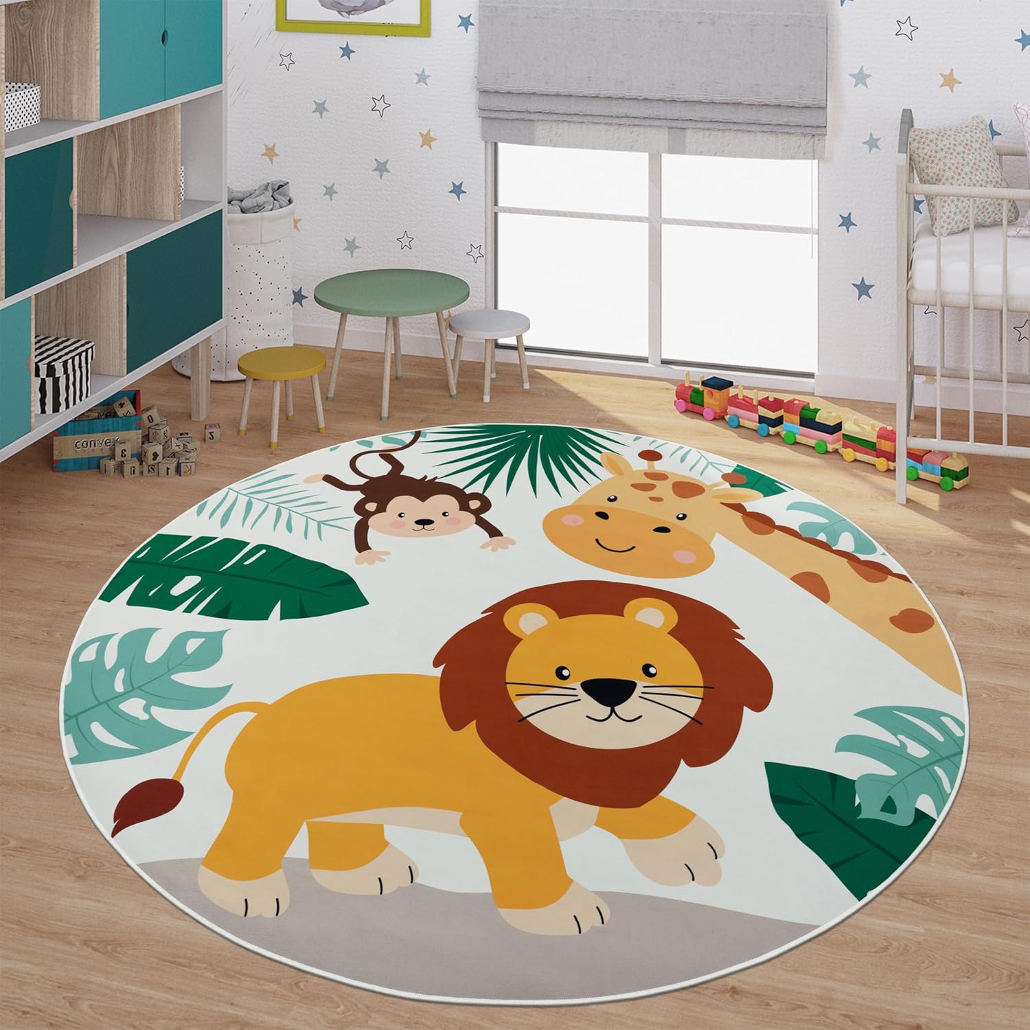 Soft Round Jungle Animal Print - đánh giá và giá Baby Nursery Animal Theme