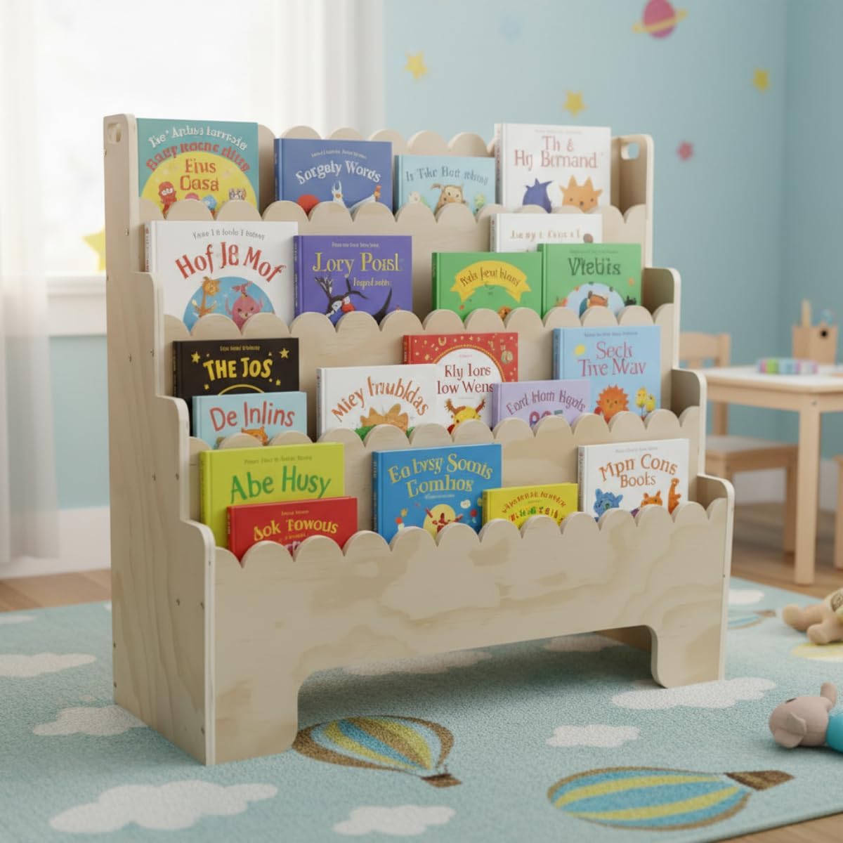 Kids Bookshelf 4-Tier, Natural - đánh giá và giá Baby Nursery Shelf
