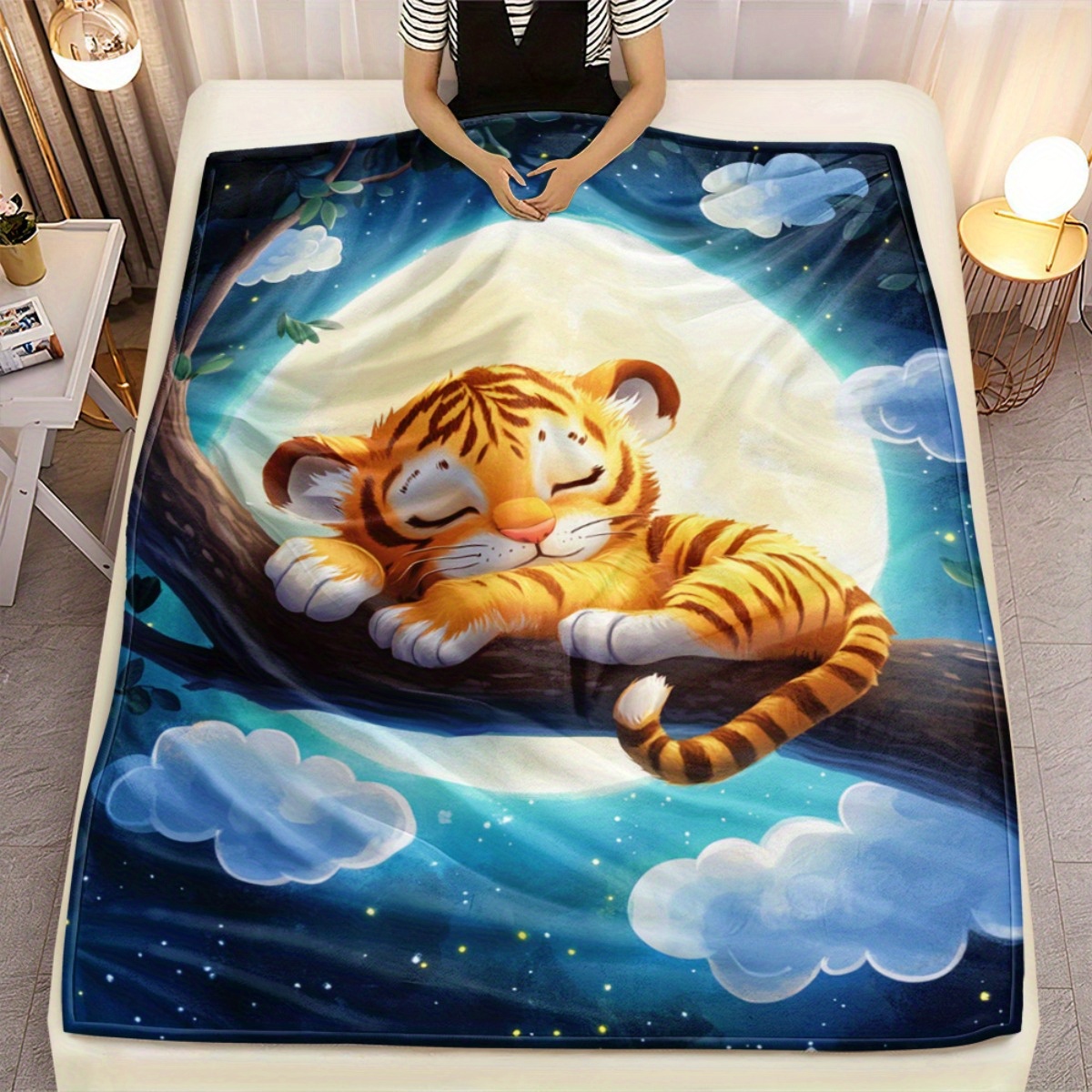 Cute sleeping tiger on tree br - đánh giá và giá Baby Nursery Animal Theme