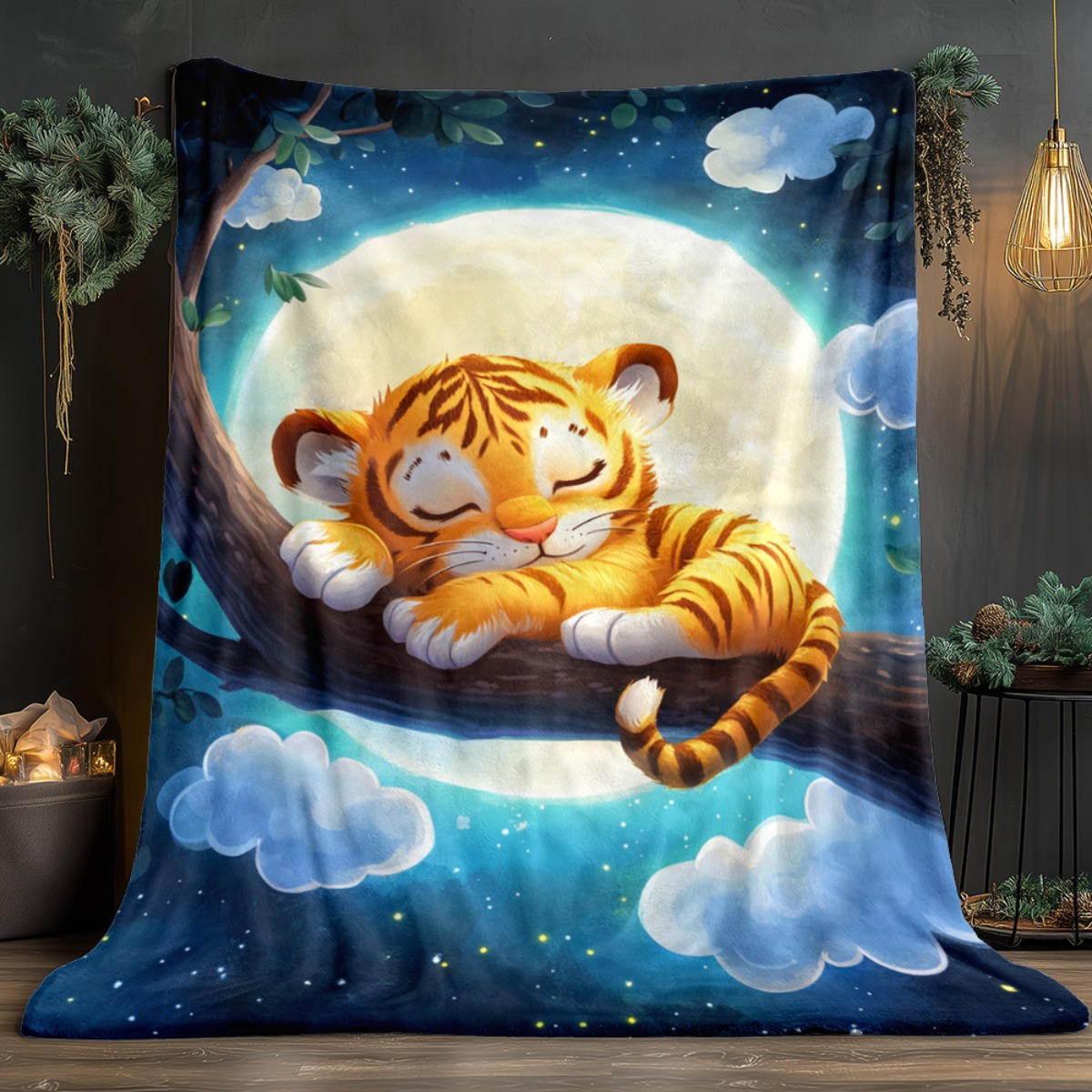 Cute sleeping tiger on tree br - đánh giá và giá Baby Nursery Animal Theme