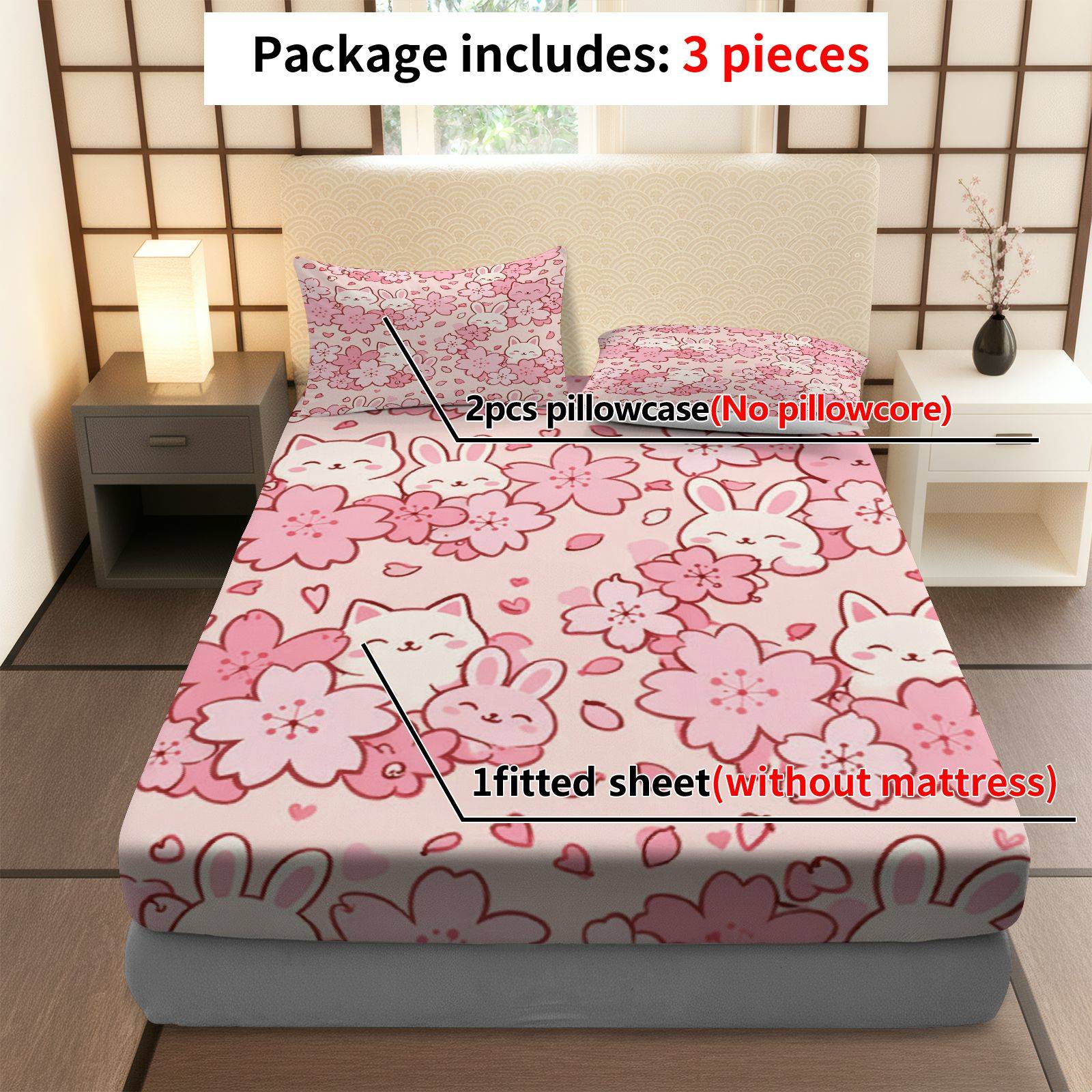 Sakura Rabbit Cat Bedding Set, - đánh giá và giá Baby Nursery Home