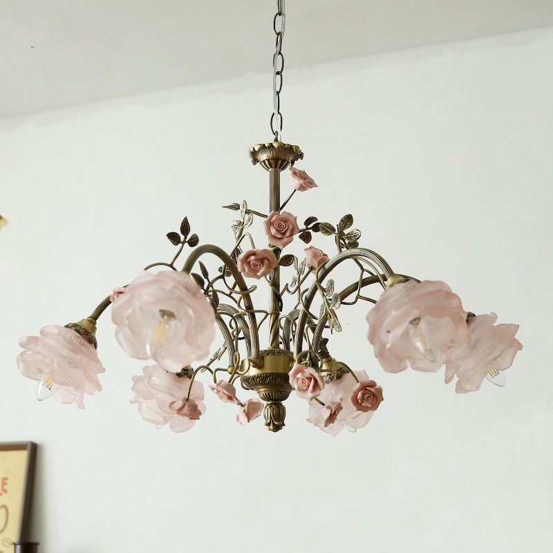 French Pink Ceramics Rose LED  - đánh giá và giá Baby Nursery Chandelier