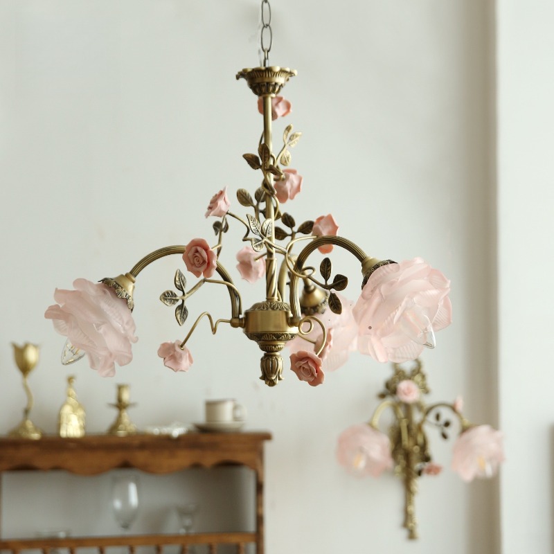 French Pink Ceramics Rose LED  - đánh giá và giá Baby Nursery Chandelier