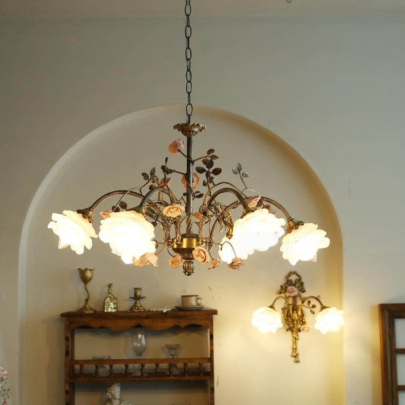 French Pink Ceramics Rose LED  - đánh giá và giá Baby Nursery Chandelier