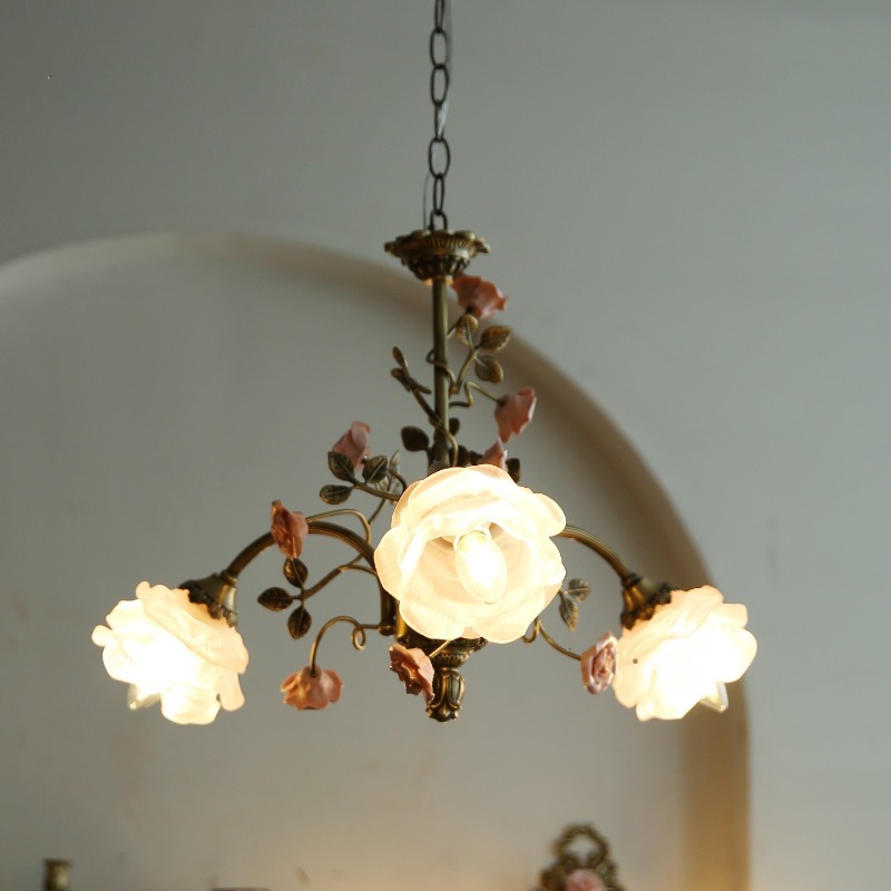 French Pink Ceramics Rose LED  - đánh giá và giá Baby Nursery Chandelier