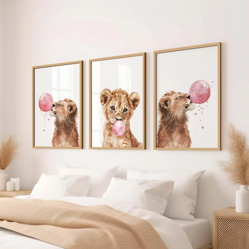 Lion Cub Nursery Wall Art Set  - đánh giá và giá Baby Nursery Animal Theme