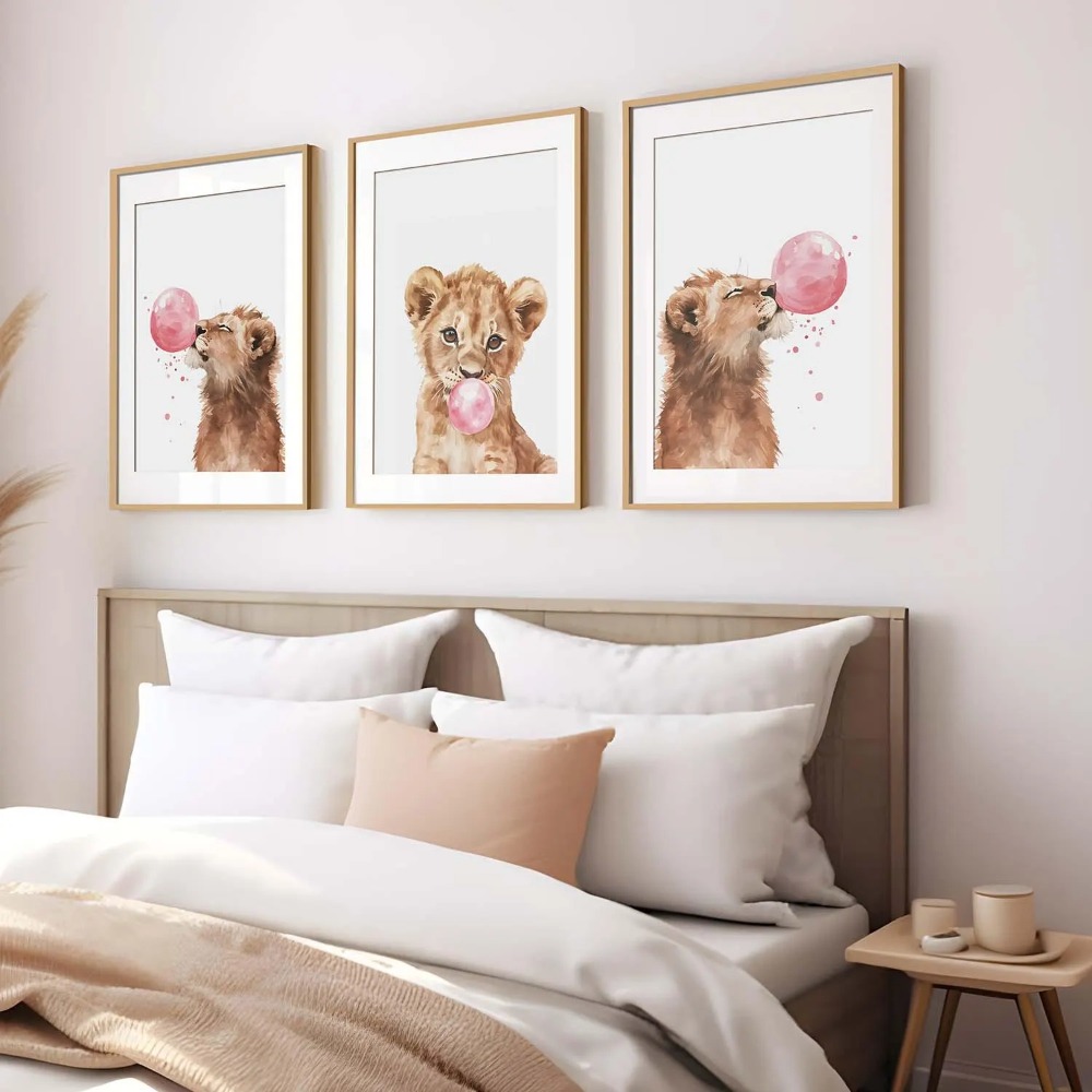 Lion Cub Nursery Wall Art Set  - đánh giá và giá Baby Nursery Animal Theme