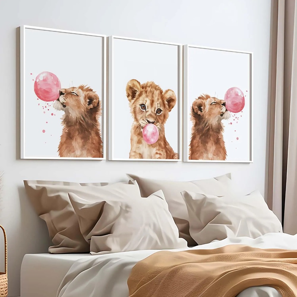 Lion Cub Nursery Wall Art Set  - đánh giá và giá Baby Nursery Animal Theme