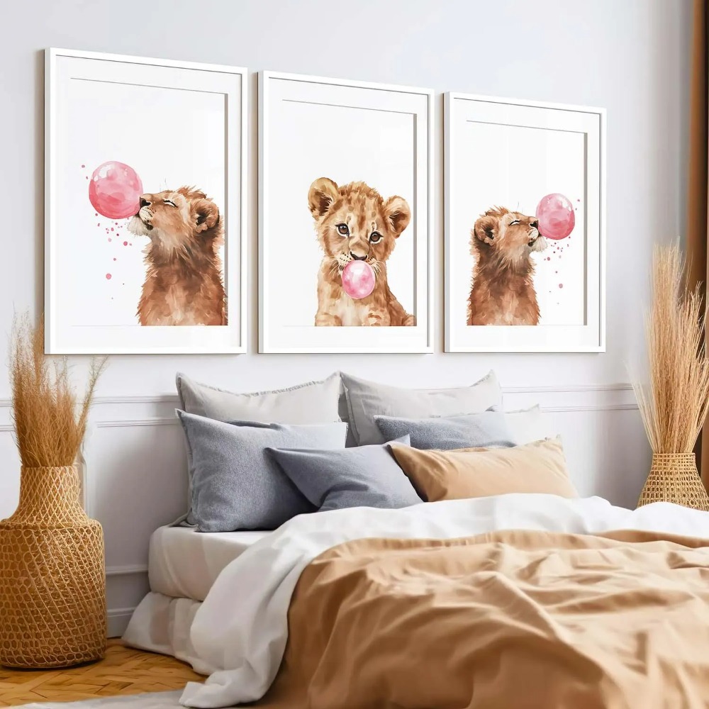 Lion Cub Nursery Wall Art Set  - đánh giá và giá Baby Nursery Animal Theme