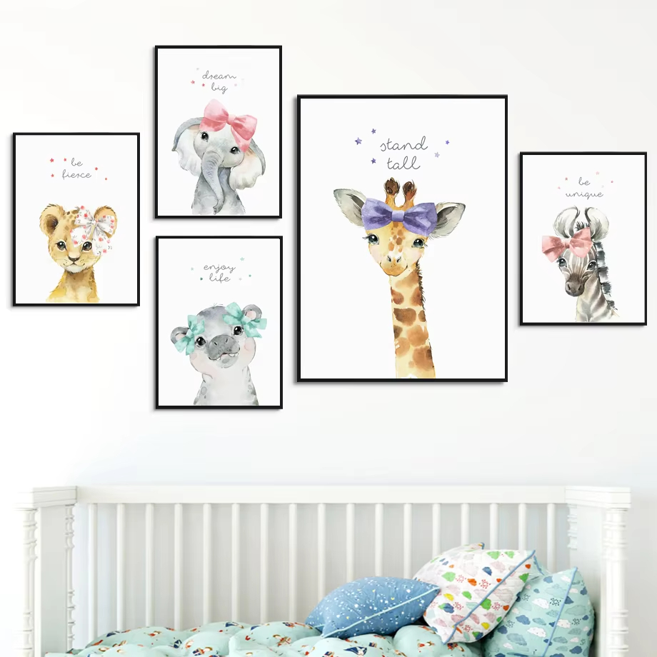 Lion Zebra Giraffe Elephant Hi - đánh giá và giá Baby Nursery Animal Pictures