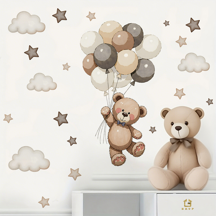 Adorable Teddy Bear Wall Decal - đánh giá và giá Baby Nursery Wallpaper