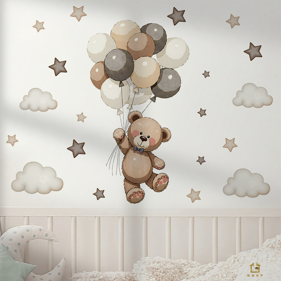 Adorable Teddy Bear Wall Decal - đánh giá và giá Baby Nursery Wallpaper