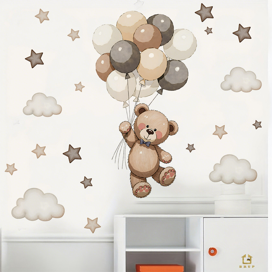 Adorable Teddy Bear Wall Decal - đánh giá và giá Baby Nursery Wallpaper