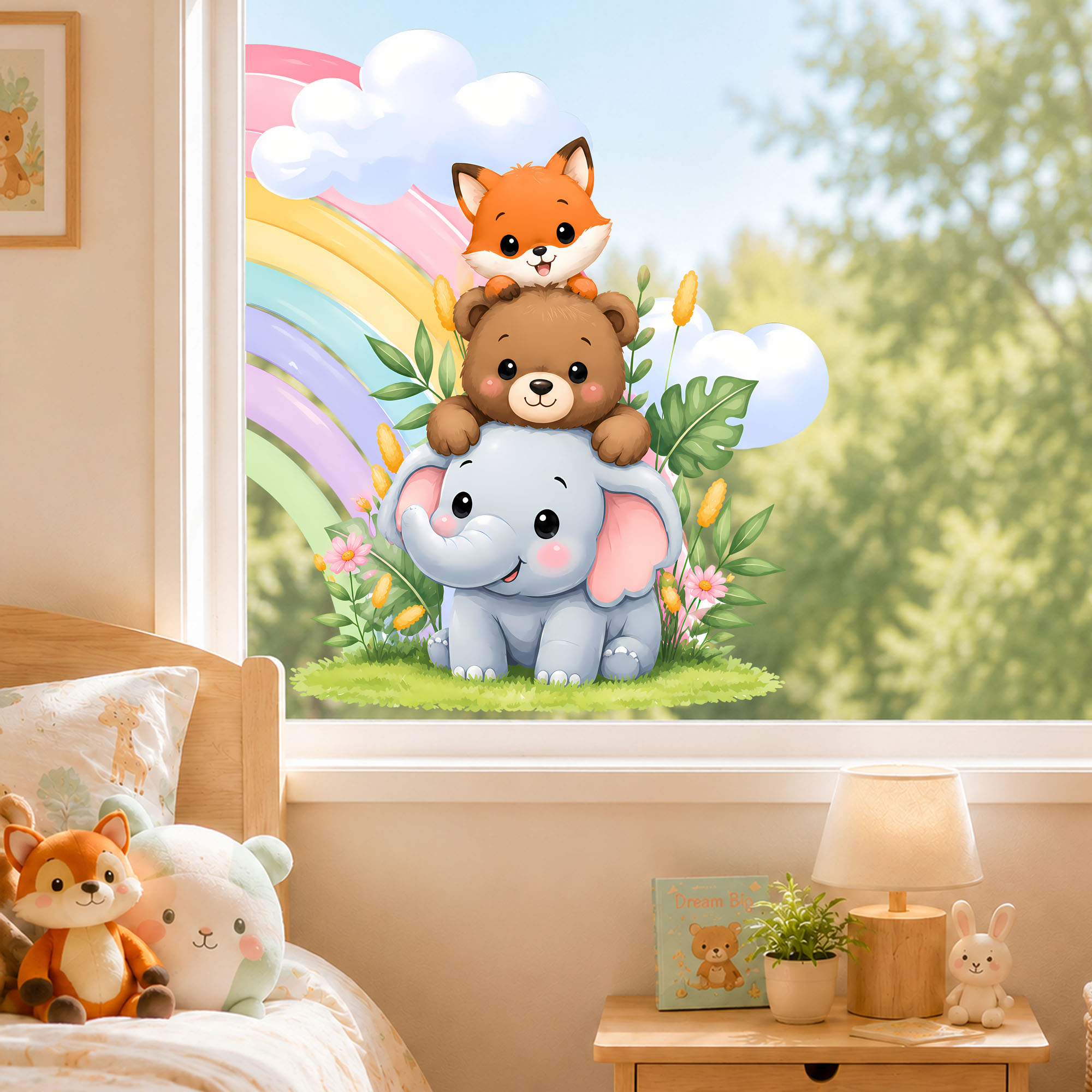 Cute Elephant Bear Fox Window  - đánh giá và giá Baby Nursery Stickers
