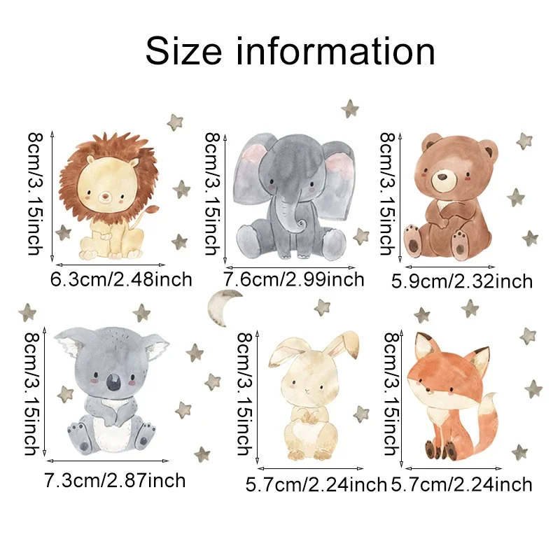 1/2/4/6set Cartoon Animals Wal - đánh giá và giá Baby Nursery Stickers