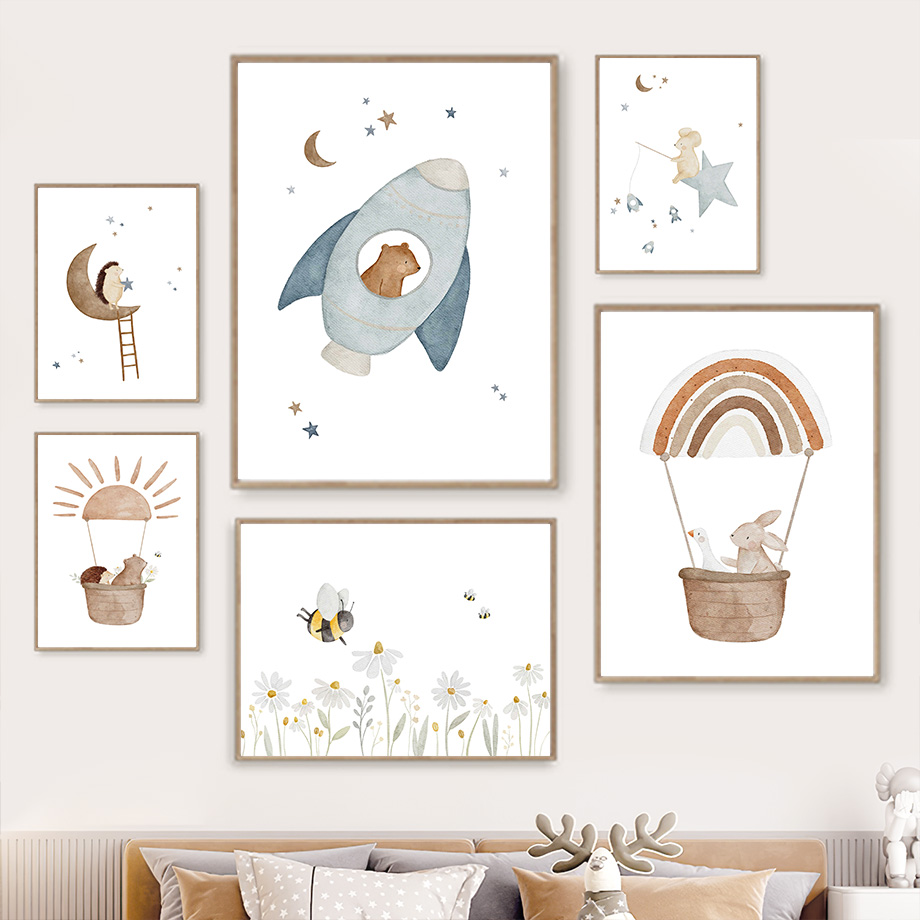 Cartoon Animals Nursery Wall A - đánh giá và giá Baby Nursery Animal Pictures